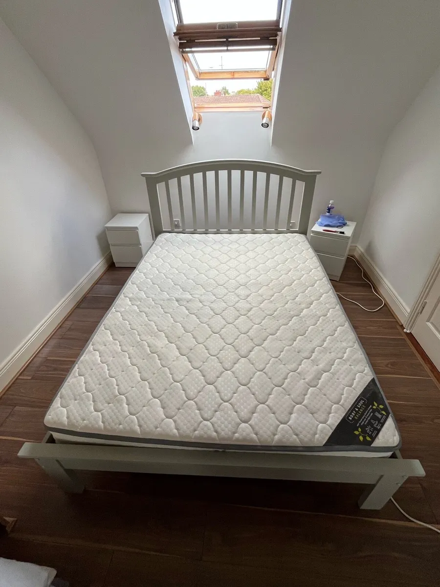 Double bed + mattress+ Ikea mattress topper - Image 2