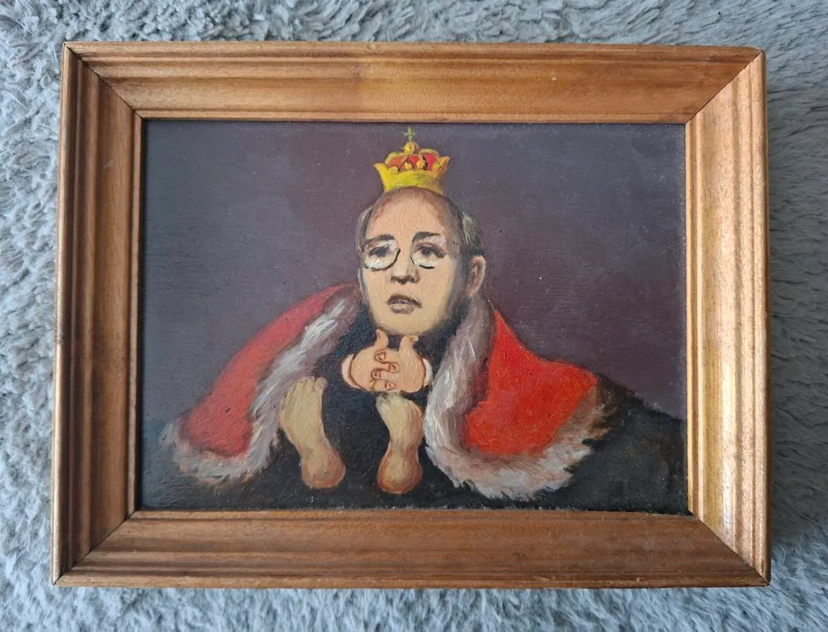 Vintage signed Oil Painting portrait on board - Image 1