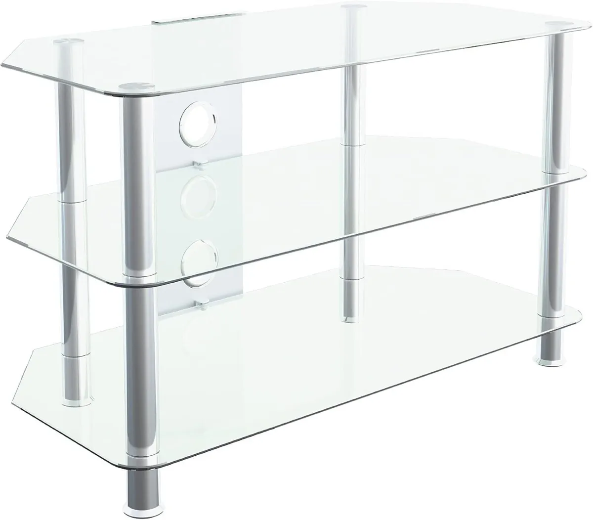 Glass Corner TV Stand Universal Clear Unit 80CM - Image 1