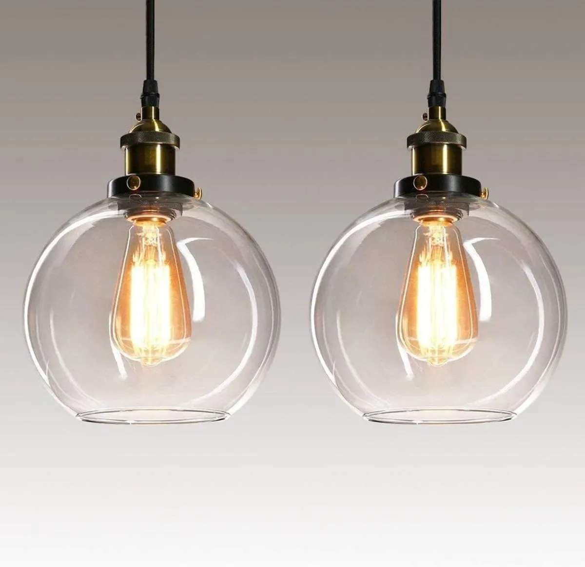 Frideko Pendant Light Vintage Glass Clear Kitchen - Image 1