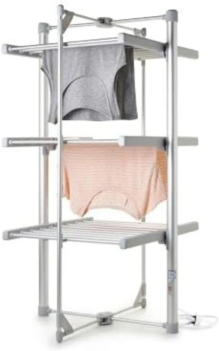 Mini 3-Tier Heated Clothes Airer Foldable Shelves - Image 1