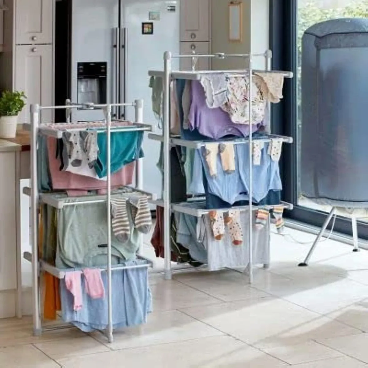 Mini 3-Tier Heated Clothes Airer Foldable Shelves - Image 2