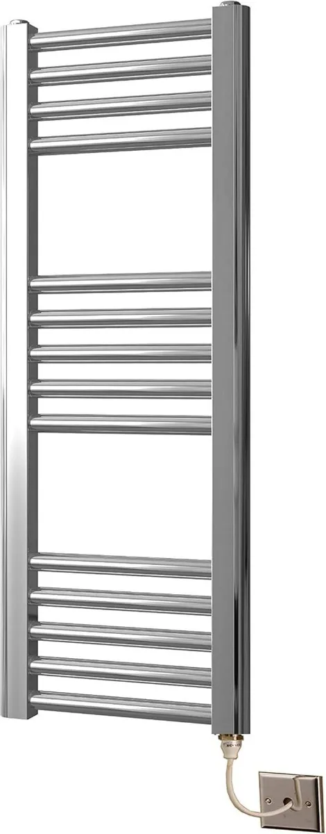 Chrome Electric Heated Towel Rail 300MM Wide X - Image 1