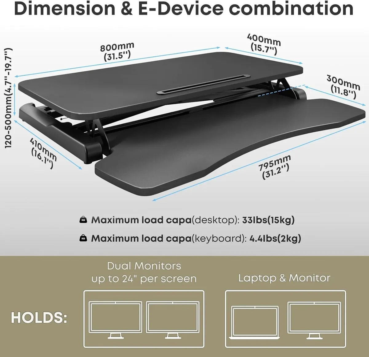Standing Desk Converter Height Adjustable Sit - Image 3