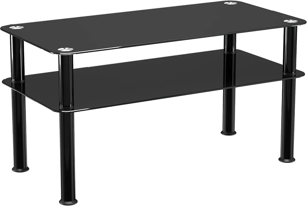Glass Coffee Table Slimline Side with Shelf - Image 1