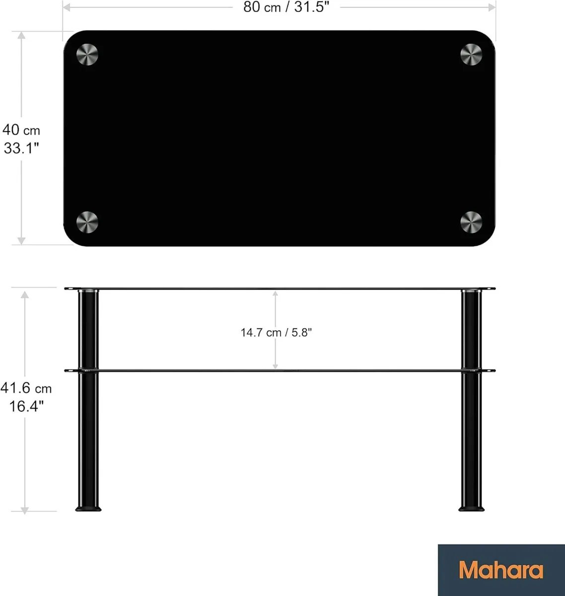 Glass Coffee Table Slimline Side with Shelf - Image 3