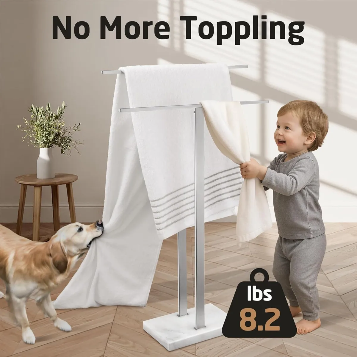 Free Standing Towel Rail for Bathroom Stand 2-Tier - Image 2