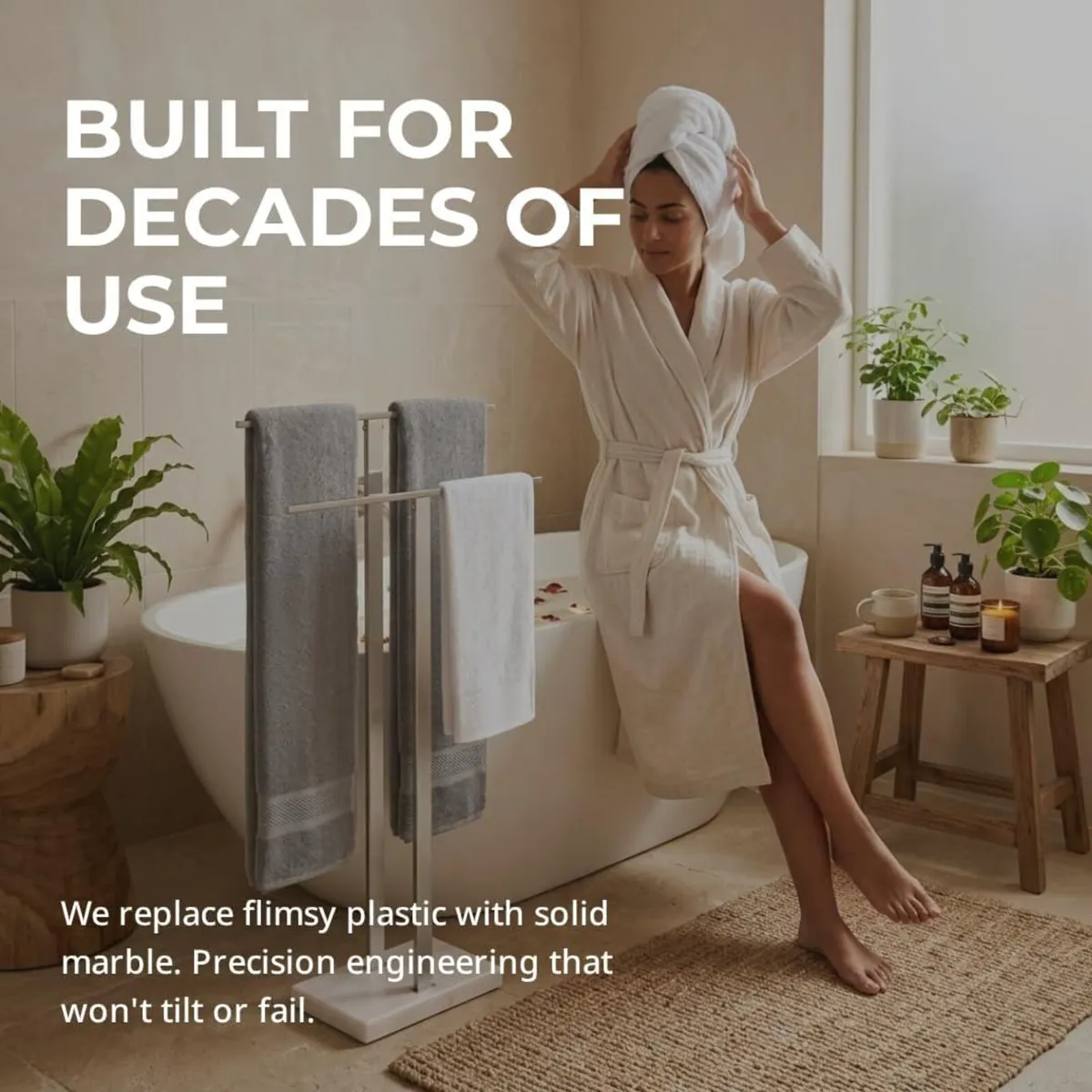 Free Standing Towel Rail for Bathroom Stand 2-Tier - Image 4