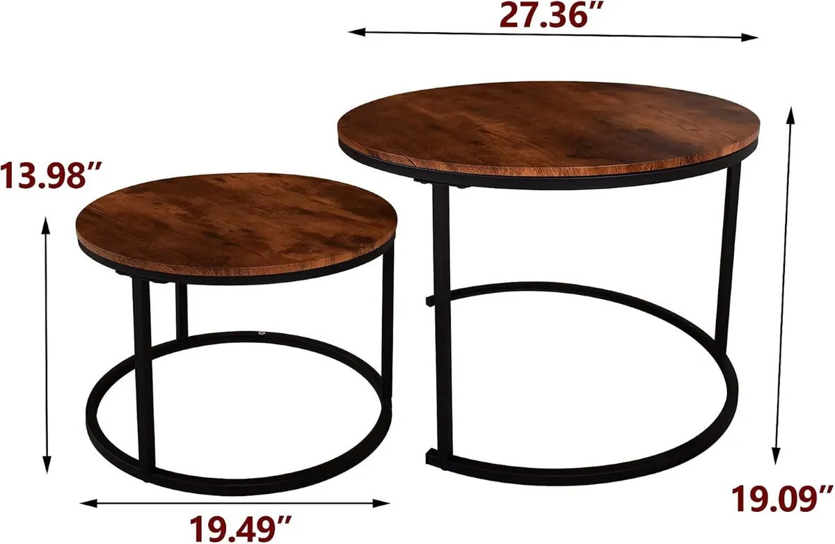 Round Nesting Coffee Table Modern Side End (Set - Image 2