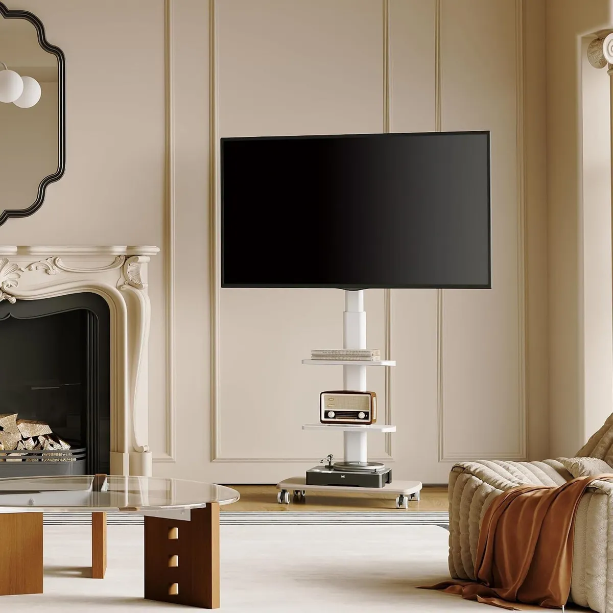 TV Stand on Wheels with 3 Shelves - Image 2