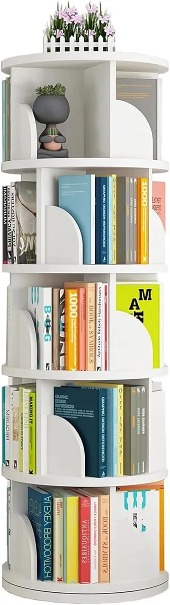 5 Tier Rotating Bookshelf Round - Image 3