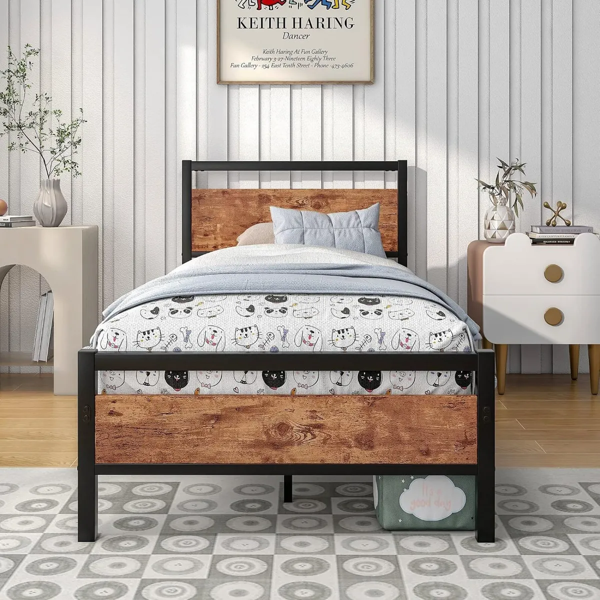 Bed Frame with Wooden Headboard - Image 1