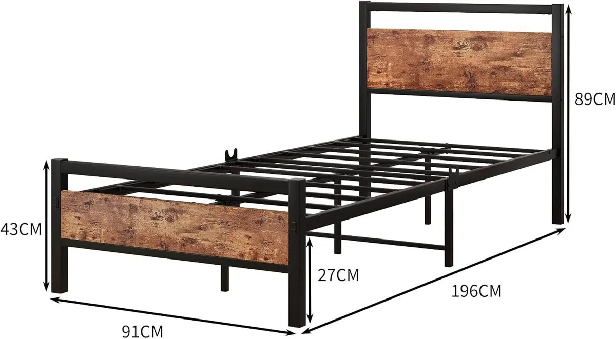 Bed Frame with Wooden Headboard - Image 2