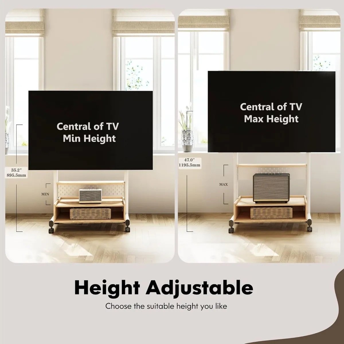 TV Stand on Wheels with Peg Board - Image 3