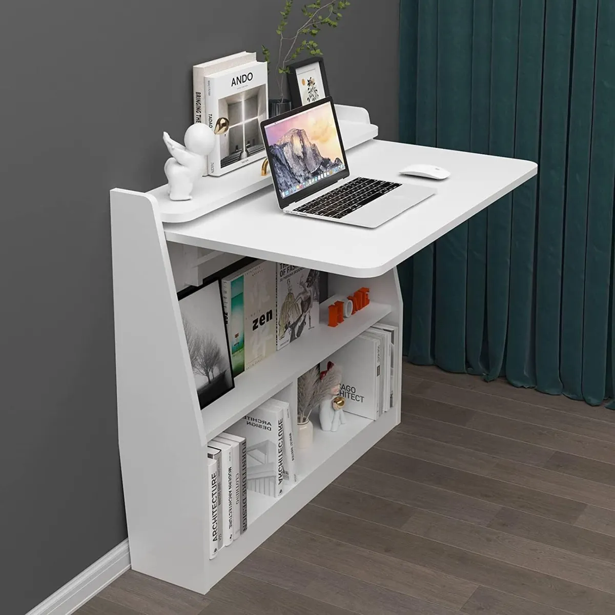 Wall Mounted Drop-Leaf Table Wooden Laptop Desk - Image 1