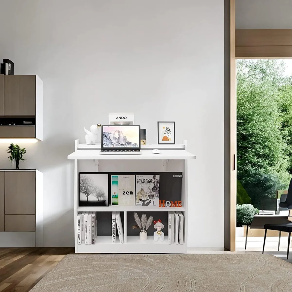 Wall Mounted Drop-Leaf Table Wooden Laptop Desk - Image 4