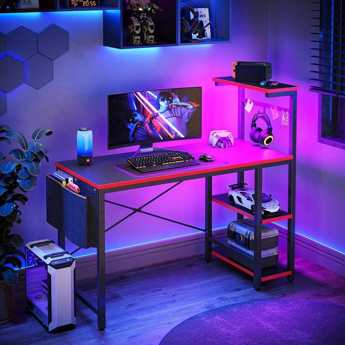 Reversible Corner Gaming Desk with RGB LED - Image 2