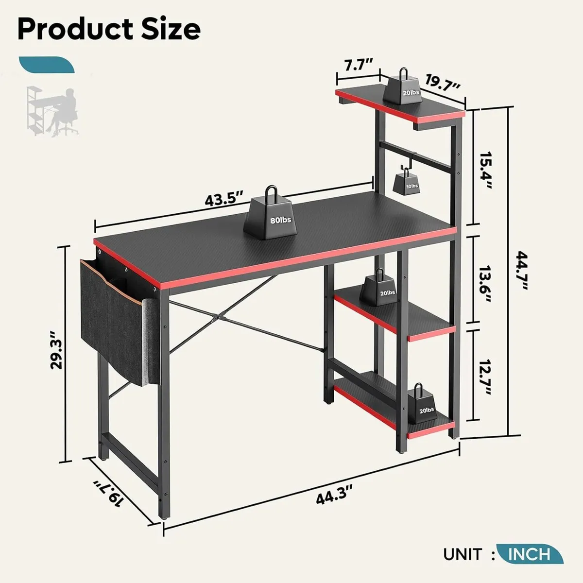 Reversible Corner Gaming Desk with RGB LED - Image 3