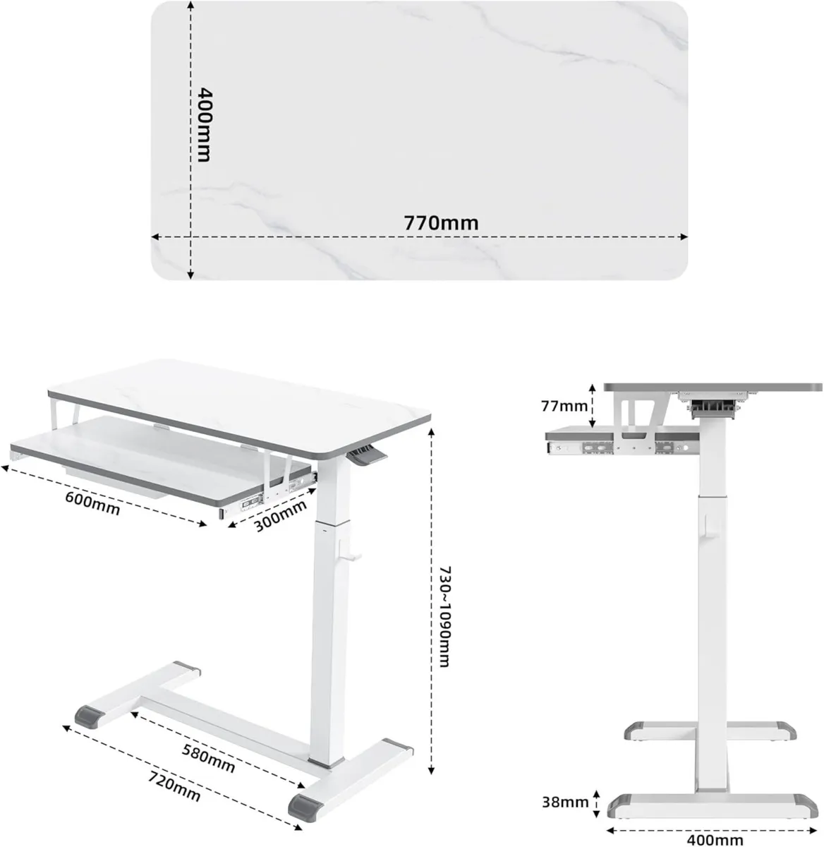 Mobile Standing Desk with Keyboard Tray Height - Image 3
