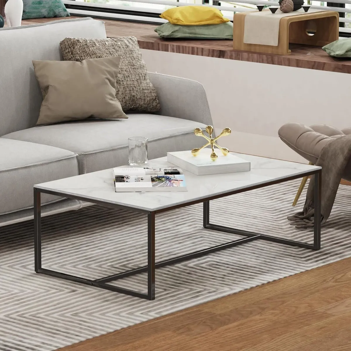 Coffee Tables Sintered Stone: 100CM Long Marble - Image 4
