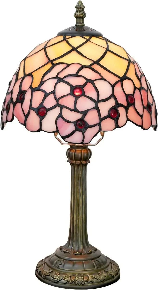Tiffany Lamp Stained Glass Table 8x8x14 Inches - Image 1