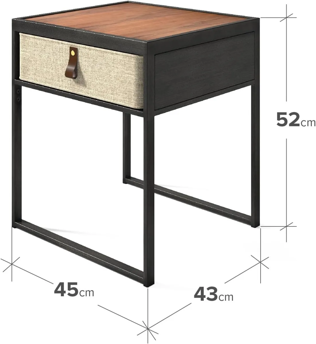 Nightstand 45x43x52CM Metal and Wood Side Table - Image 2