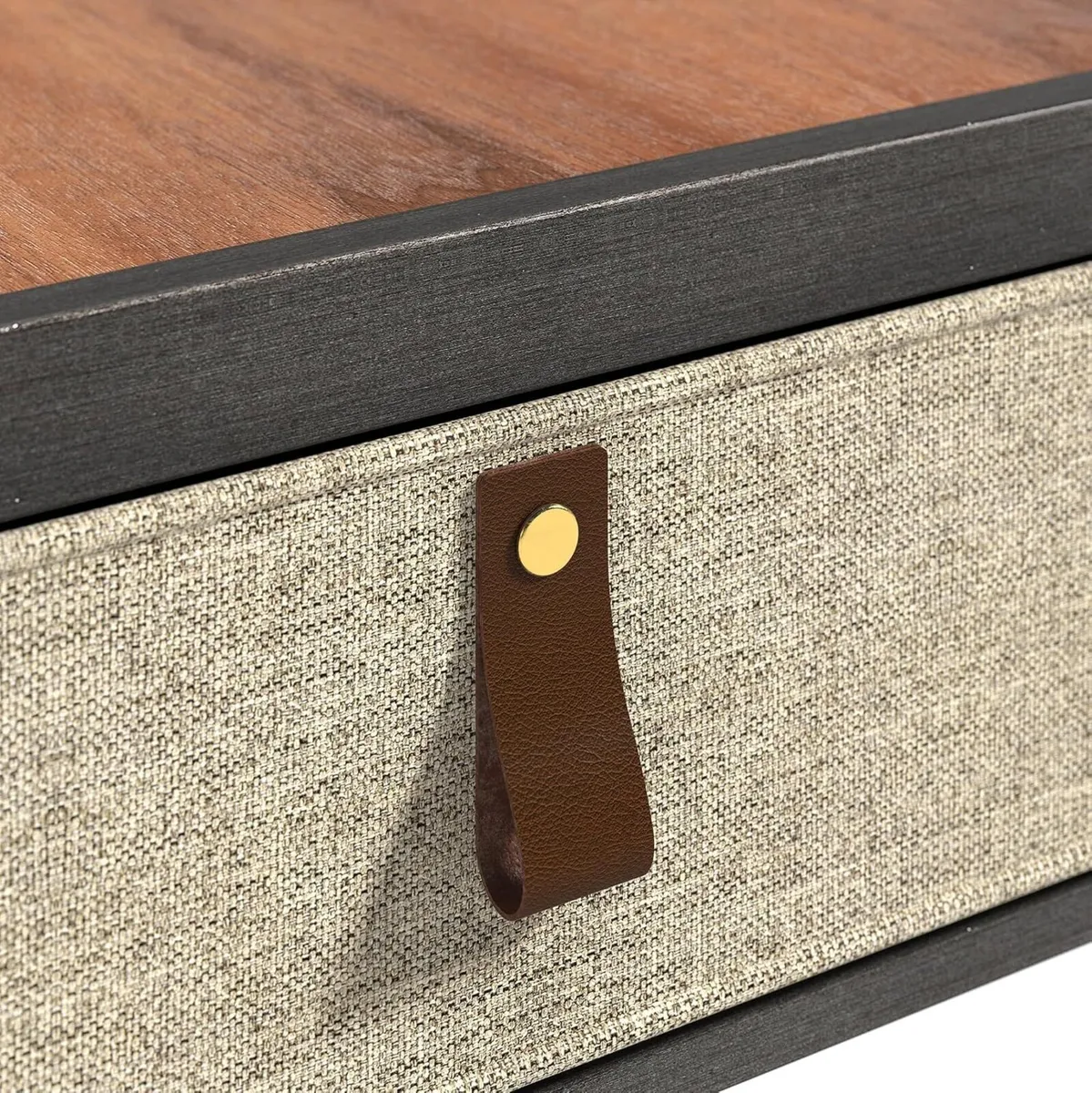 Nightstand 45x43x52CM Metal and Wood Side Table - Image 4