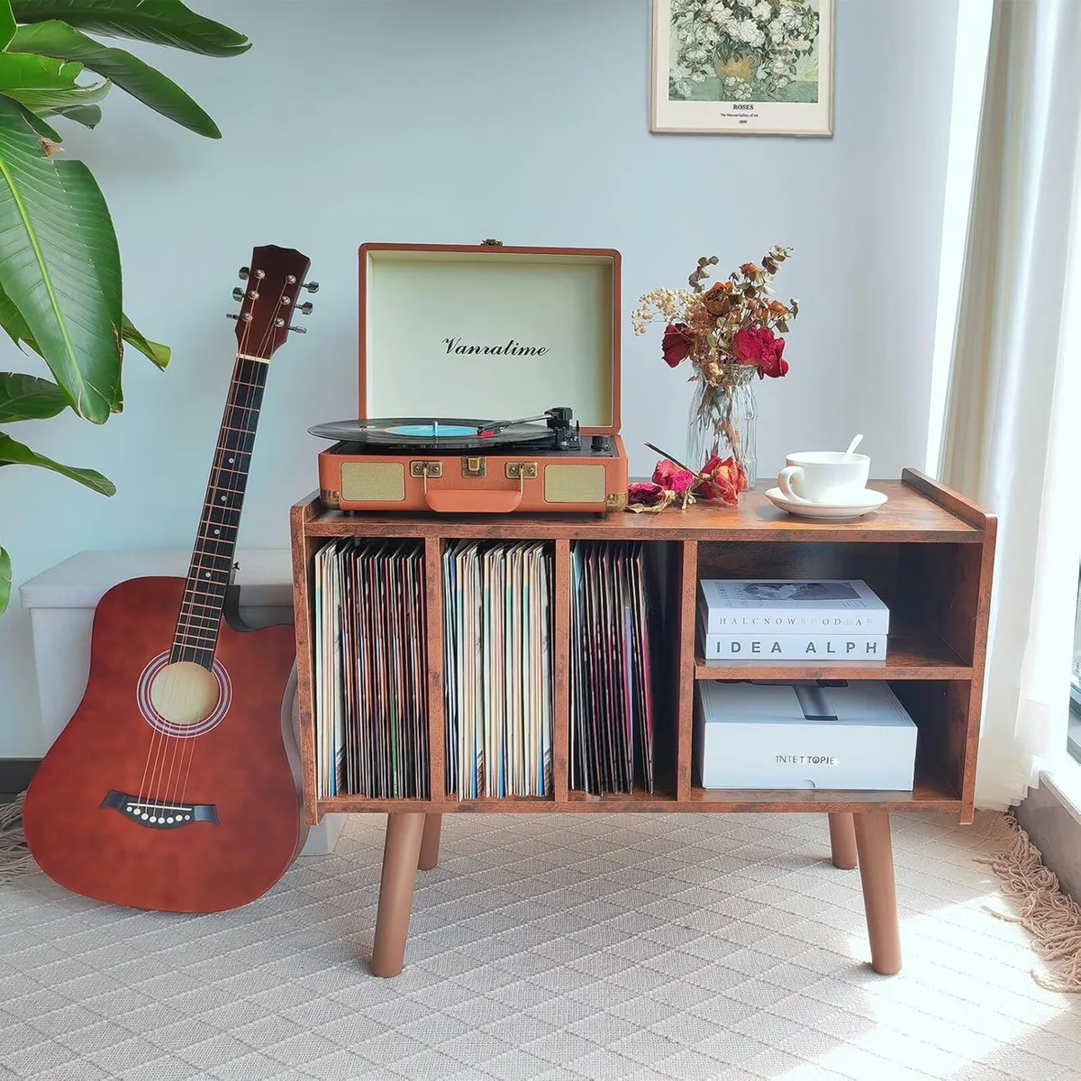 Record Player Stand with Vinyl Storage Holds Up - Image 3