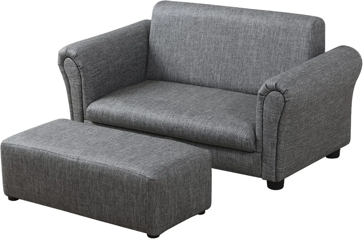 Kids Sofa Couch with Ottoman Pvc Leather Toddler - Image 1