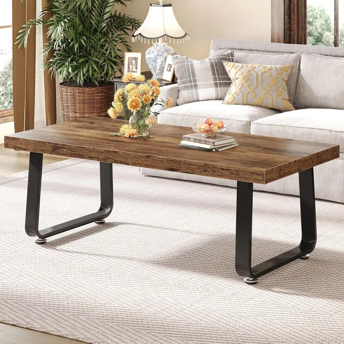 Rustic Coffee Table 60dx120wx46.5h Cm Industrial - Image 1