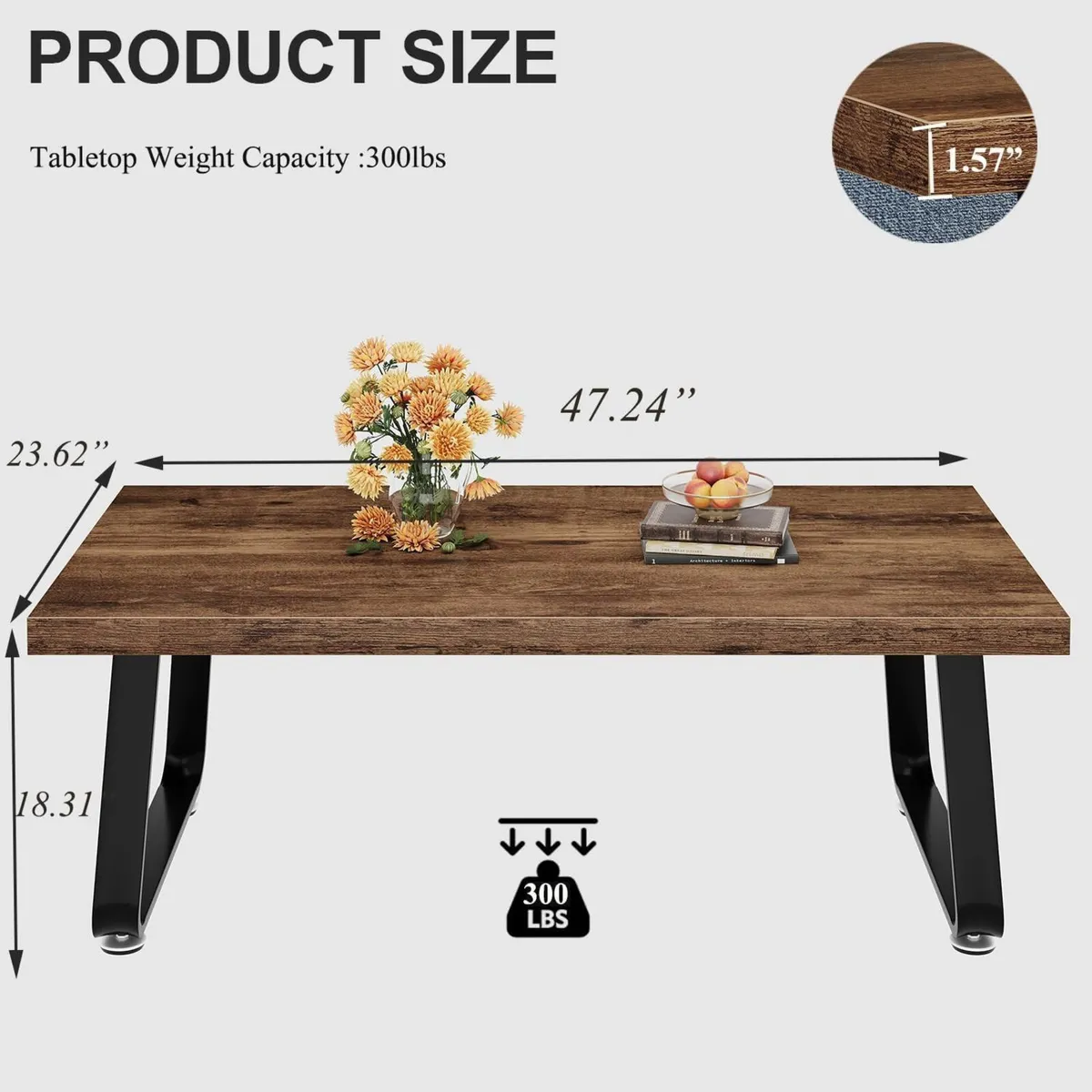 Rustic Coffee Table 60dx120wx46.5h Cm Industrial - Image 2