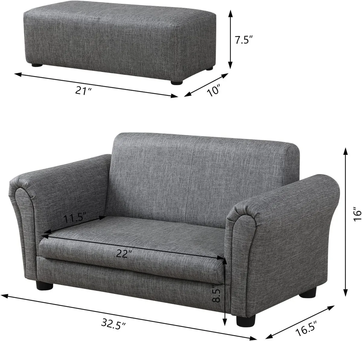 Kids Sofa Couch with Ottoman Pvc Leather Toddler - Image 3
