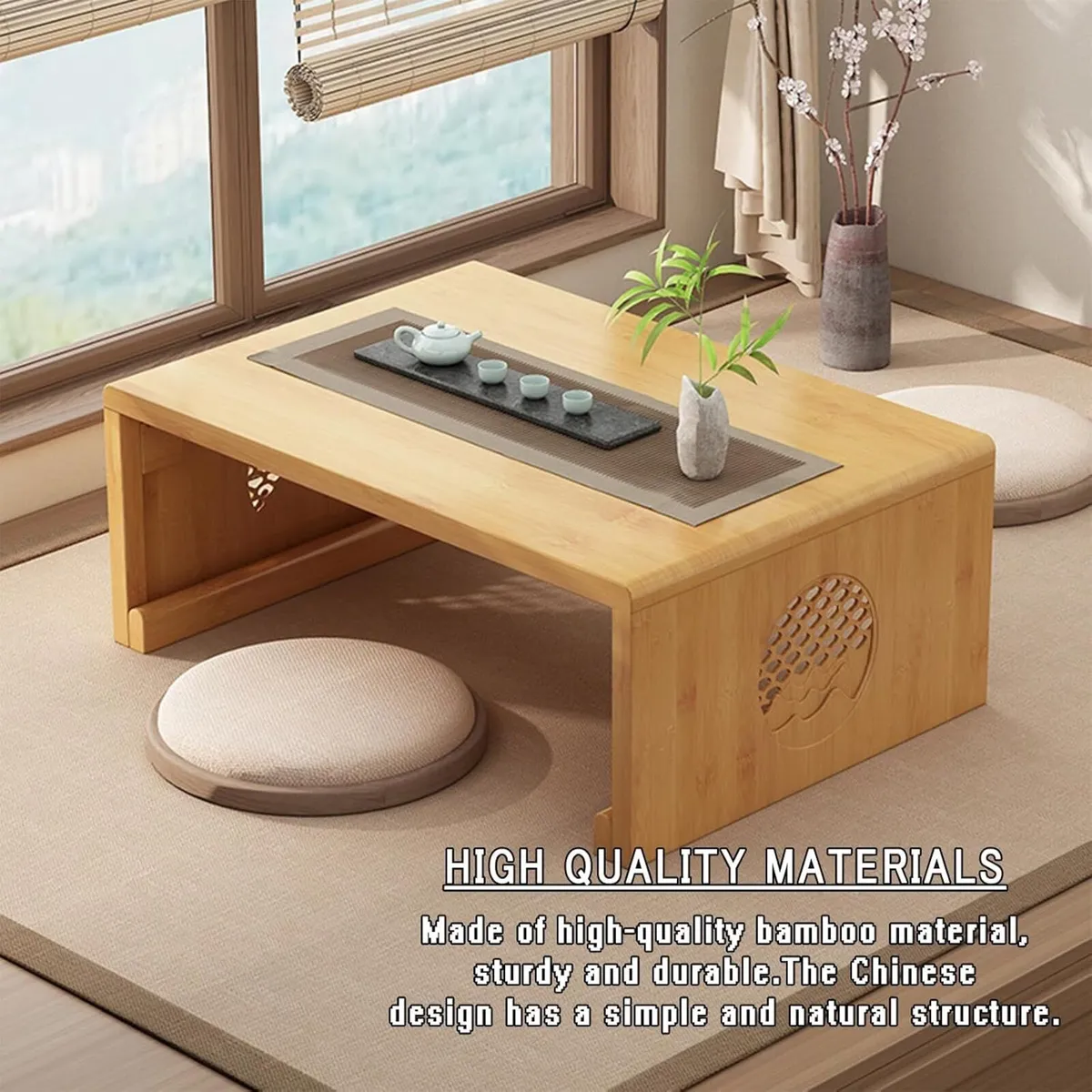 Bamboo Chinese Tea Floor Table Japanese Foldable - Image 4
