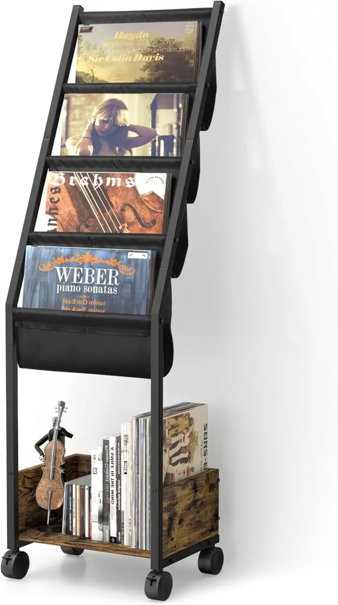 4-Tier Vinyl Record Storage Cabinet with Display - Image 1