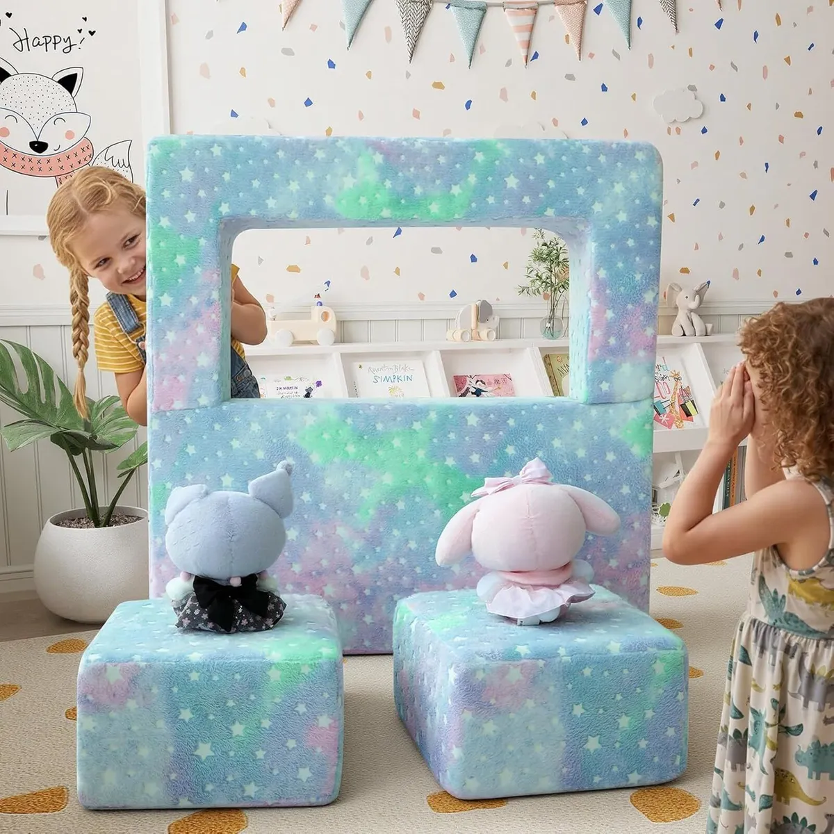 Kids Sofa Bed Toddler Armchair Couch Glow Stars - Image 2