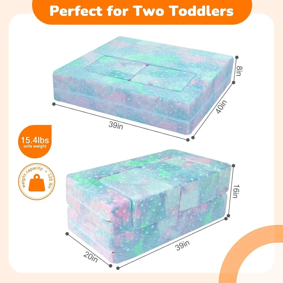 Kids Sofa Bed Toddler Armchair Couch Glow Stars - Image 3