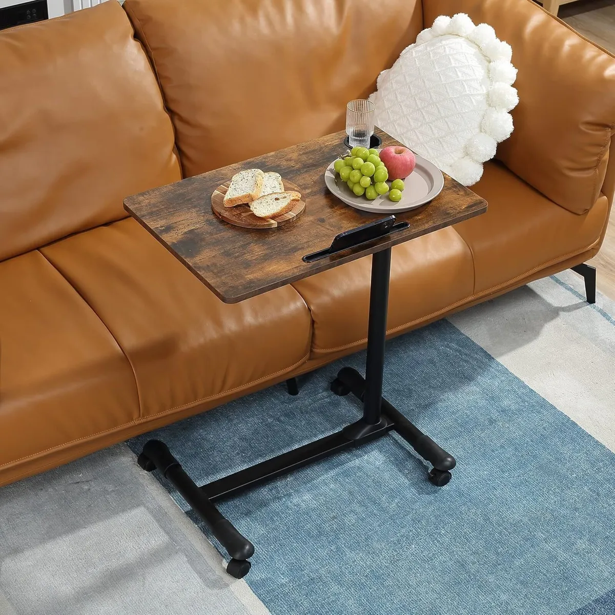 Mobile Overbed Table Height Adjustable with Wheels - Image 2