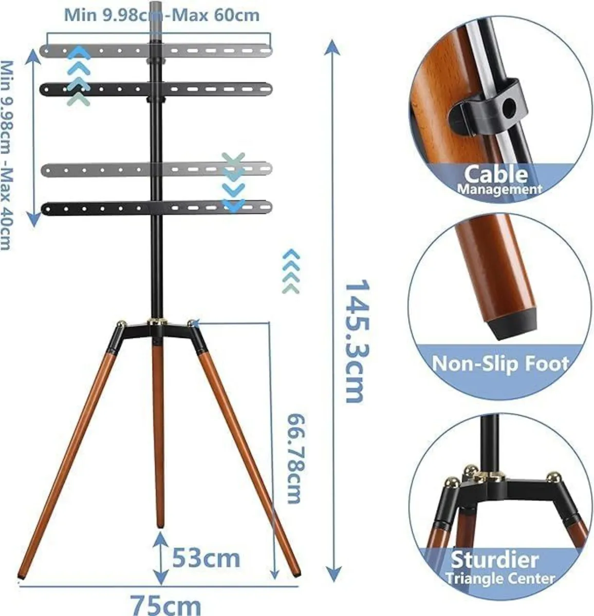 Easel TV Stand for 32-65" Tvs 40KG - Image 2