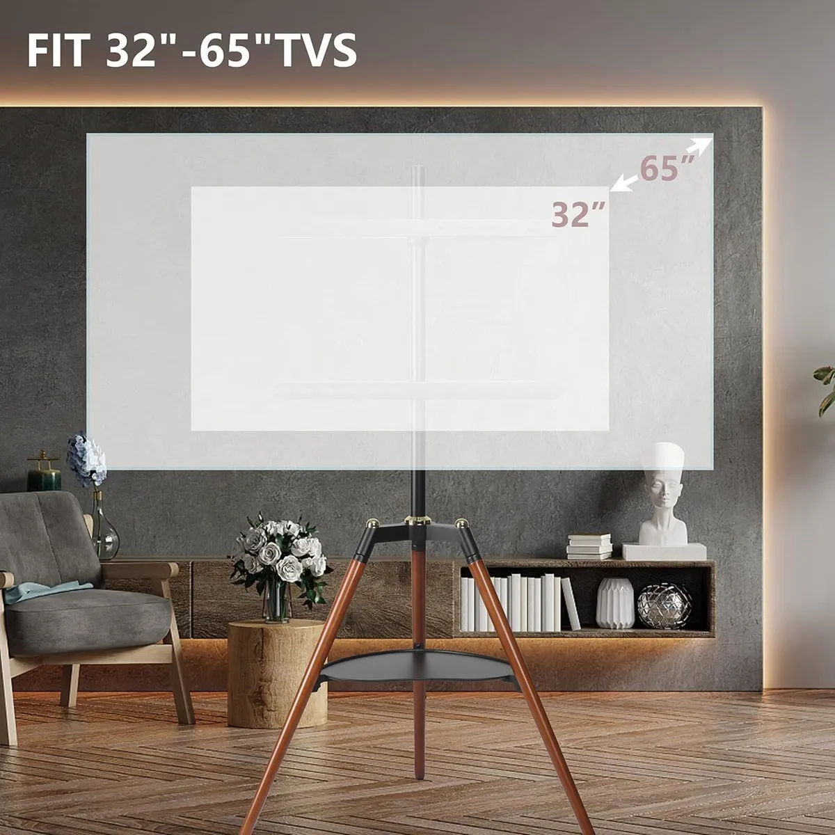 Easel TV Stand for 32-65" Tvs 40KG Height - Image 4