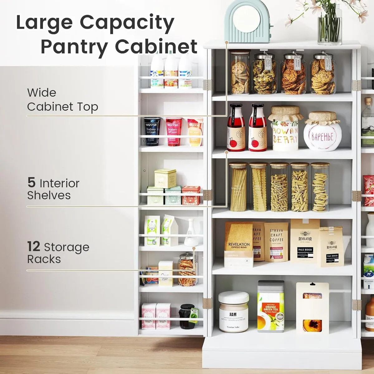 Kitchen Cupboard Wooden Buffet Pantry Cabinet - Image 4