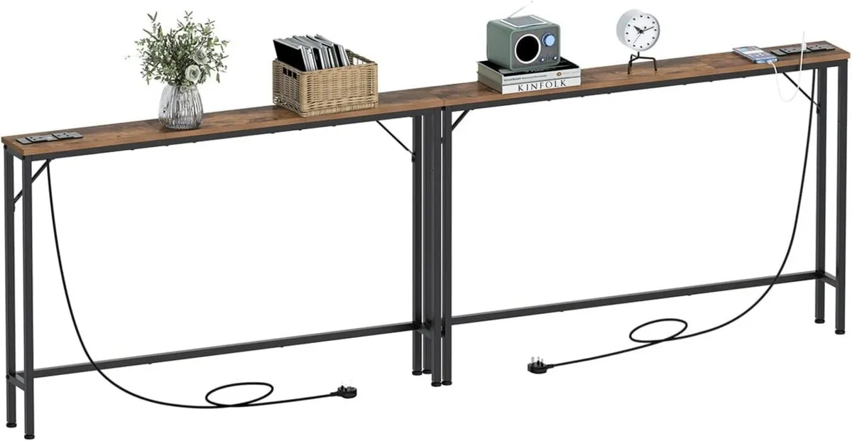 5.9" Skinny Console Table with Charging Station - Image 1