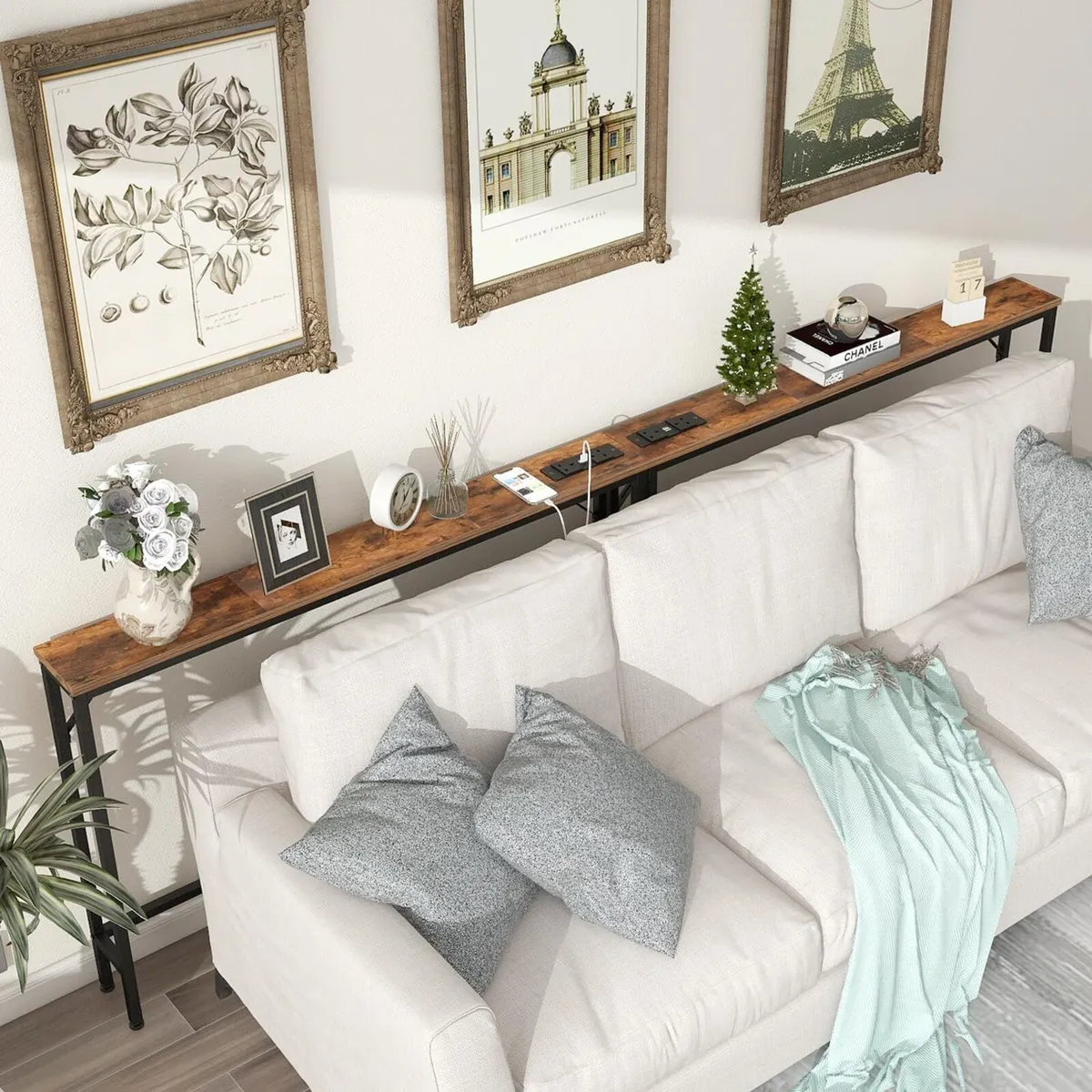 5.9" Skinny Console Table with Charging Station - Image 2