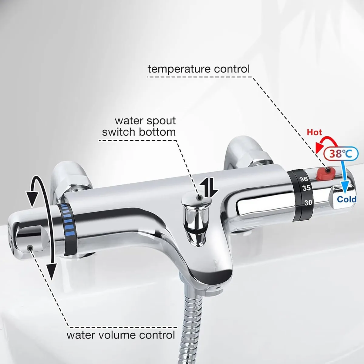 Thermostatic Bath Shower Mixer Tap Deck Mounted - Image 3