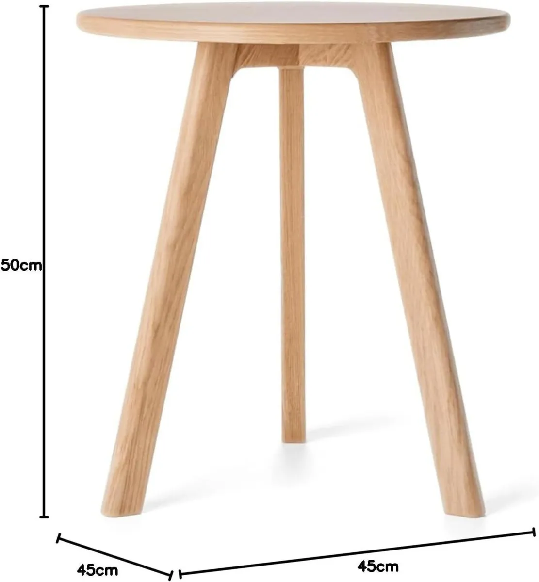 Round Side Table 100% Solid Oak Wood Occasional - Image 3