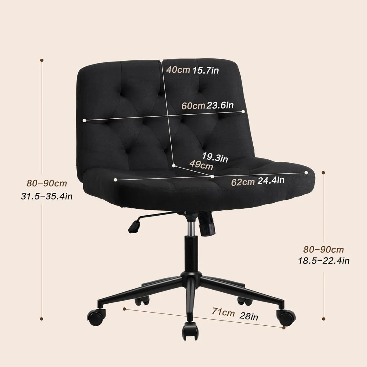 Mid-Back Cross-Legged Desk Chair Vanity Dressing - Image 3