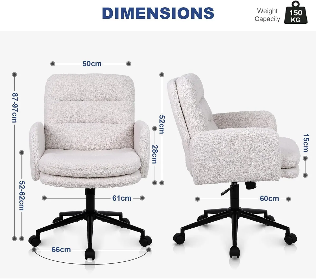 Desk Chair Faux Cashmere Office High Backrest Soft - Image 2