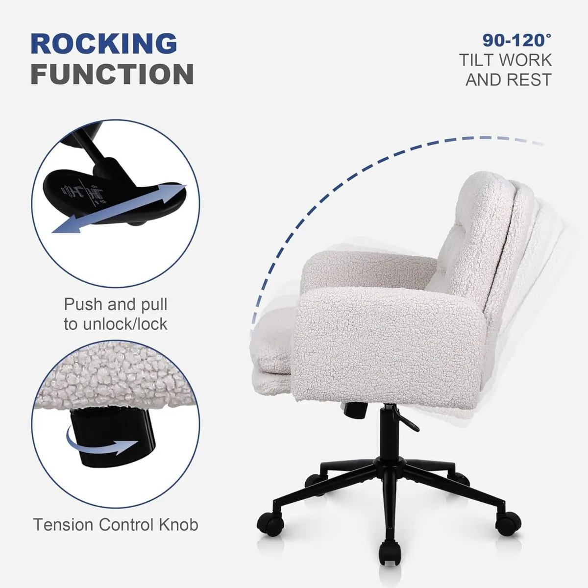 Desk Chair Faux Cashmere Office High Backrest Soft - Image 4