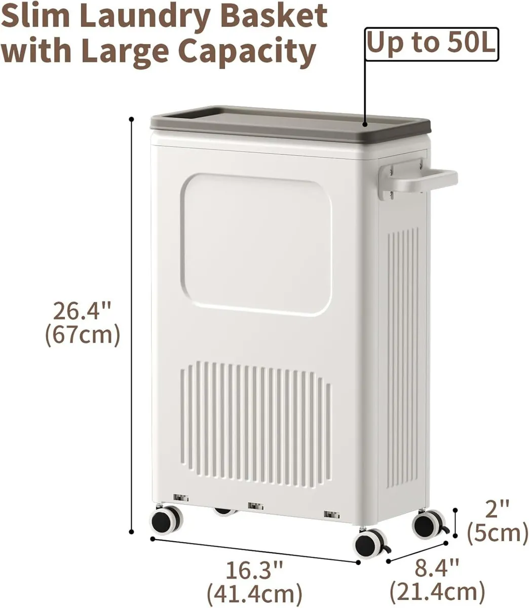 Plastic Laundry Basket with Lid 50L Washing - Image 2