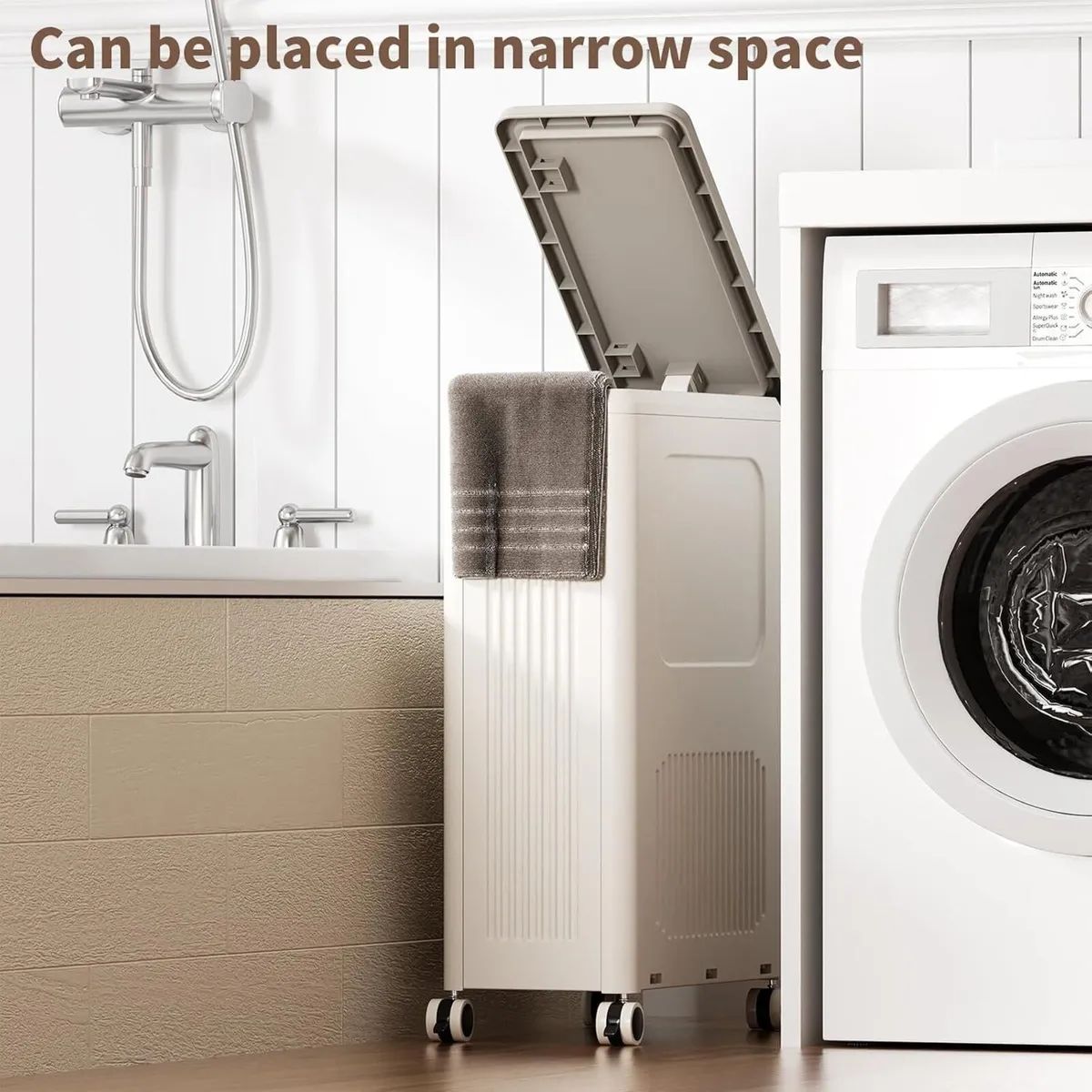 Plastic Laundry Basket with Lid 50L Washing - Image 3
