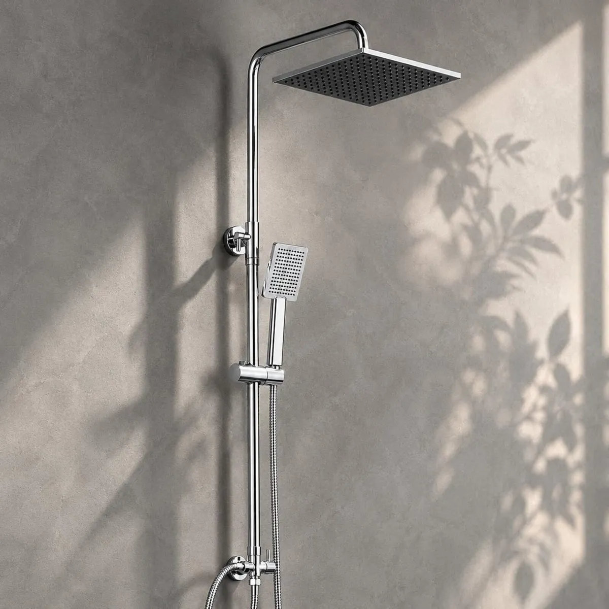 Adjustable Shower Riser Rail Kit with 10" Square - Image 1